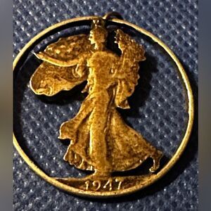 Silver Half Dollar Antique 1947 Pendant- Rare Find! 90% silver